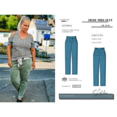 Schnittmuster Miss Elly Hose – PDF-Schnittmuster in Gr. 32-48 | Trendiger Baggy-Style inkl. Ebenen und Beamerdatei