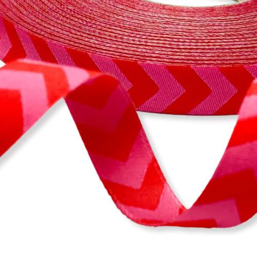Webband Chevron pink - 1m - 1,50 Eur/m - beidseitig nutzbar - farbenmix - 12 mm