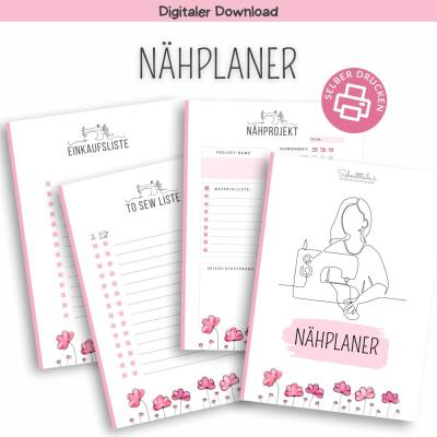 Digitaler Nähplaner für DIN A4 | Nähprojekte planen & Stoffe organisieren