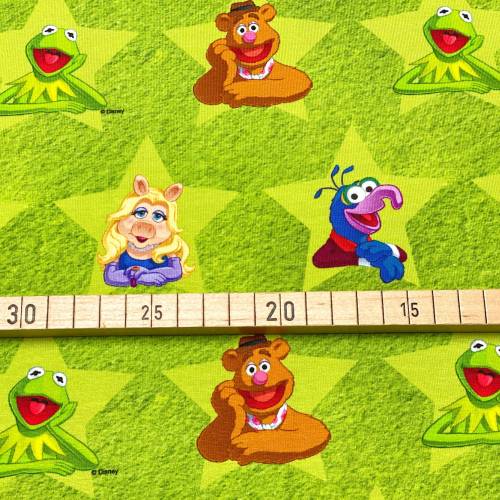 Jersey Muppets - grün - 18,00 EUR/m - Kermit der Frosch - Miss Piggy - Gonzo - Fozzie Bär - Lizenzjersey - Muppet Show