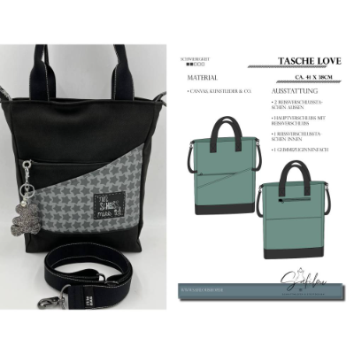 PDF-Schnittmuster für die Tasche Love – 41x38 cm | Stilvolle Vielseitigkeit für den Alltag | Kreiere deinen perfekten Be
