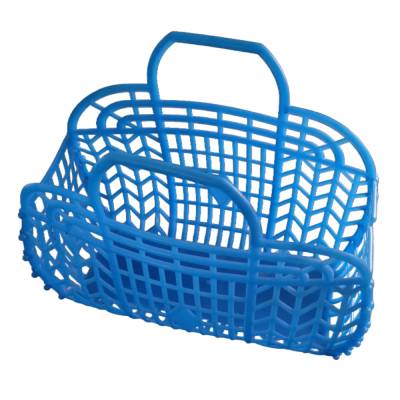 Vintage blaue Kinder Plastiktasche Boho 80er – Kleine Jellitasche, Falttasche, Minitasche