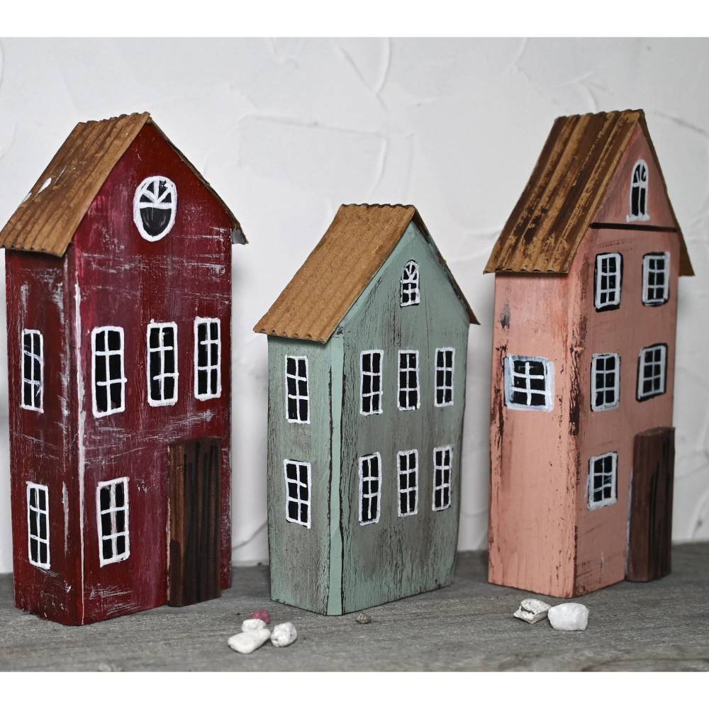 JOYIAL Holzrahmen Haus 27,5x24cm - Rustikale Wanddekoration Für Deko