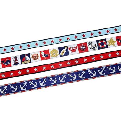 12 und 17 mm breite maritime Webbänder mit Sternen Ankern Leuchtturm uvm. - Lieferung je Design in einem Stück!