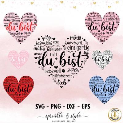 Plotterdatei Muttertag, Herz du bist svg Digistamp, Mama, Laserdatei, Cricut, Deutsche Sprüche, Oma Herz, Sublimation