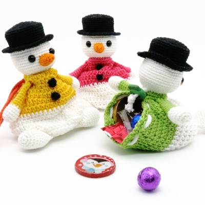 Zugbeutel Schneemann - Häkelanleitung