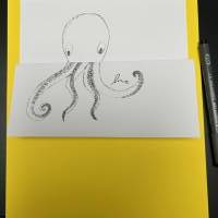 Printable: Oktopus Faltkarte im A4 Format zum Ausdrucken und bemalen. Detaillierte Tentakel mit Saugnäpfen Bild 2