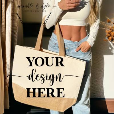 Jutetasche Mockup für Designer, Jute Bag Mockup Tote Mockup Shopping Bag Mockups Shopping Tote Mock Up Tasche
