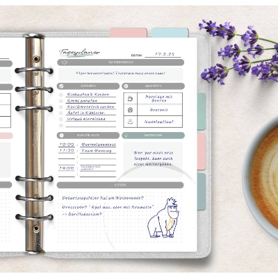 Tagesplaner „Inspiration“ A5 - PDF-Vorlage zum Ausdrucken | Struktur & Motivation für deinen Tag