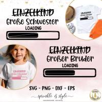 Plotterdatei Schwangerschaftsverkündung, Einzelkind loading, große Schwester, großer Bruder, Geschwister svg, Clipart Bild 1