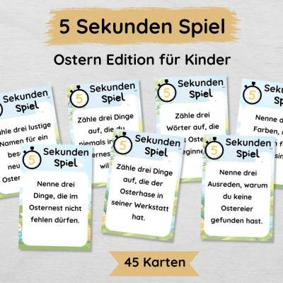 5 Sekunden Ostern Spiel für Kinder zum Ausdrucken, Beschäftigung für das Osterfest oder die Osterferien