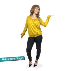 PDF Schnittmuster mit Ebenen Oberteil Inga (Longsleeve & T-Shirt) mit Falten, Gr. 32-54 | e-Book Damen Top Schnitt, Näha Bild 3