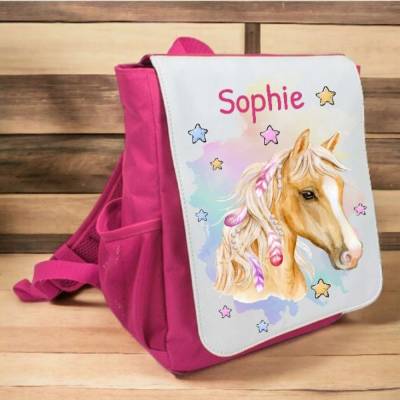 Kindergarten Rucksack mit Namen Pferd Mädchen Kinderrucksack personalisiert Geschenk Kindergarten Kita Start