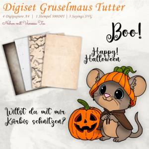 Maus Tutter - Digiset Halloween Herbst Printable JPG PNG Bild 1