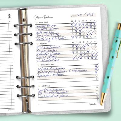Wöchentlicher Routinen Planer PDF | Wochenrückblick A5 | Struktur im Alltag & Gewohnheiten | sanftes Design mit Ampelref