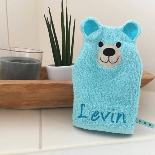 Bärli-Waschlappen Stickdatei  ITH 16x26 Bär Teddy Waschhandschuh