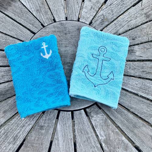 Anker-Waschlappen Stickdatei  ITH 13x18 Waschhandschuh Geschenk maritim Meer Urlaub Meerweh Strandliebe