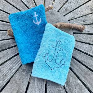 Anker-Waschlappen Stickdatei  ITH 13x18 Waschhandschuh Geschenk maritim Meer Urlaub Meerweh Strandliebe Bild 6