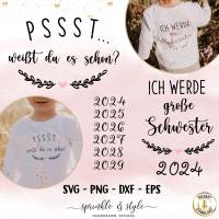Plotterdatei Schwangerschaftsverkündung, Plotterdatei bald große Schwester, Geschwistershirts, Schwangerschaft, Baby Bild 1