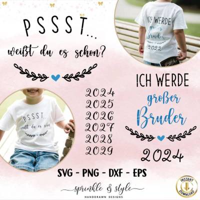 Plotterdatei Schwangerschaftsverkündung, Plotterdatei bald großer Bruder, Geschwistershirts, Schwangerschaf