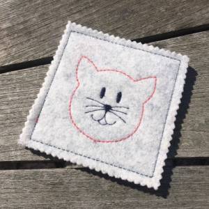 MugRug Katze ITH Stickdatei 10x10 Tassenteppich Untersetzer Becheruntersetzer Tassenuntersetzer Anleitung in Deutsch Bild 2
