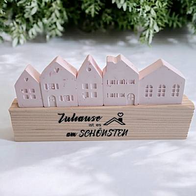 Häuserreihe, Reihenhäuschen Dekoleiste, handgefertigt