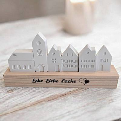 Häuserreihe, Reihenhäuschen Dekoleiste, handgefertigt