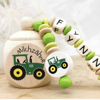 Milchzahndose mit Namen Traktor Junge Zahndose Geschenk Einschulung Geburtstag Zähnchen Zahnfee Milchz