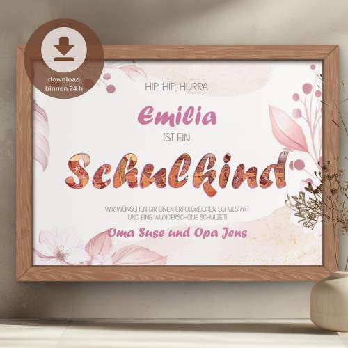 Geldgeschenk Schulanfang personalisiert PDF | Einschulungsgeschenk Mädchen digital | DIY Geld- Schulkind Karte 