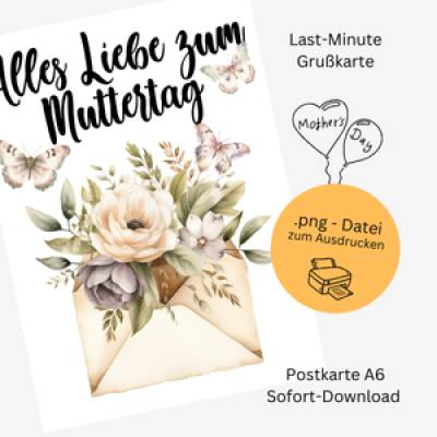 Muttertagskarte – Blumiger Briefumschlag - einfach downloaden und ausdrucken