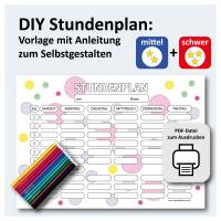 Stundenplan zum Ausdrucken & Selbstgestalten – PDF Vorlage A4 & A5 „Lina II“, Schwierigkeitsgrad mittel/schwer Bild 1