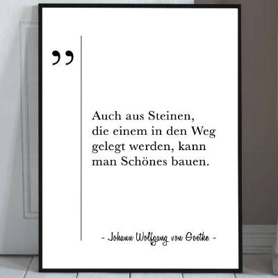 Poster Motivation Zitat Johann Wolfgang von Goethe, inspirierendes Wandbild für positive Energie perfektes Geschenk