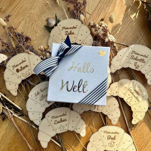 Croissant Meilensteinkarten Erlebnisse | Meilensteinset | mein erstes Jahr | Meilensteinkarten | Geschenk werdende Elter