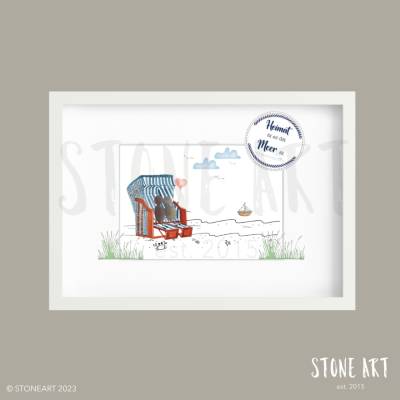 Steinbild „Heimat ist, wo das Meer ist“ – Maritime Wanddeko & Geschenkidee