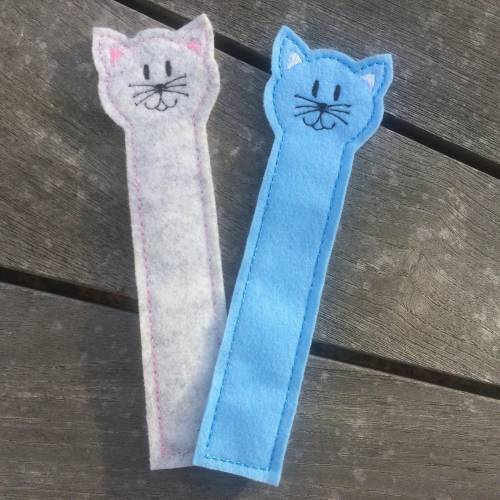 Lesezeichen Katze Stickdatei  ITH 13x18 Buch Bücher lesen für Leseratten und Bücherwürmer