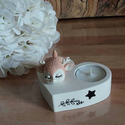 Niedlicher Herz-Teelichthalter aus Jesmonite