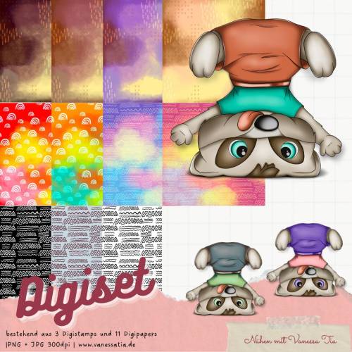 Waschbär Digistamp + Digipaper Printfile Digipaper PNG JPG