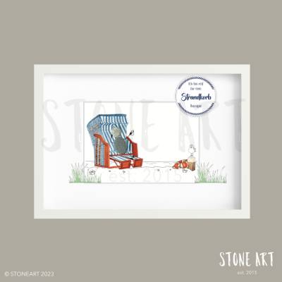 Steinbild „Ich bin reif für eine Strandkorbtherapie“ – Maritime Deko & Geschenkidee