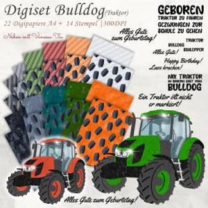 Digiset Bulldog  / Traktor / Trecker Printfile Digipaper PNG JPG Bild 1