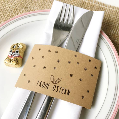 Druckvorlage Frohe Ostern - Banderole kurz - Serviette - Tischdeko - Besteck - Kerzen - Raysin Ostergeschenk