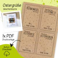 Druckvorlage Ostern in der Tüte - Geschenkkarte frohe Ostern - Mitbringsel - Kleinigkeit - Geschenkidee - Gastgeschenk Bild 2