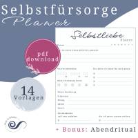 Selbstfürsorge Planer Set zum ausdrucken | Selbstfürsorge Journal | Selbstentwicklung Planer Set | Gewohnheiten Tracker Bild 1