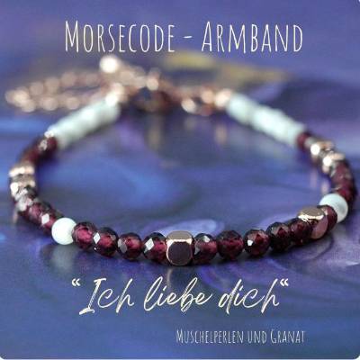 Morsecode Armband 'Ich liebe dich' aus Granat - Perfektes Geschenk für Valentinstag, Jahrestag & Hochzeitstag