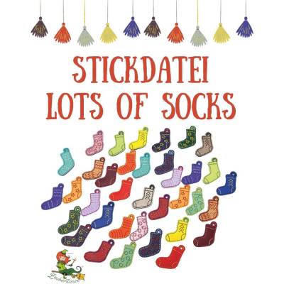 Stickdatei Socken Schlüsselanhänger - 6 Varianten - ITH - Lots of Socks - Down Syndrom