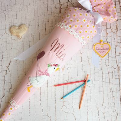 Schultüte aus Stoff Gänse mit Luftballon