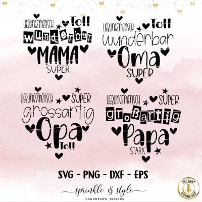 Plotterdatei Muttertag, svg Herz Digistamp, Mama, Laserdatei, Cricut, Deutsche Sprüche, Oma Herz, beste Mama Clipart