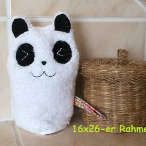 Panda-Waschlappen Stickdatei  ITH 16x26 Waschhandschuh Tiere Geburt Geschenk Bild 1