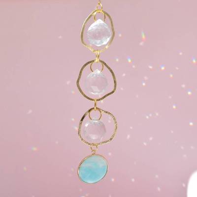 Suncatcher Messingringe mit Labradorit oder Amazonit – Boho Sonnenfänger & Fensterdeko