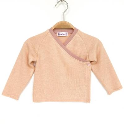 Babyjacke 74/80 aprikot Seide Wolle Kaschmir / Upcycling Wickeljacke für Babys / Wolle-Seide Schlüttli