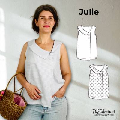 Schnittmuster Julie | Bluse ärmellos mit Kragen | + Video